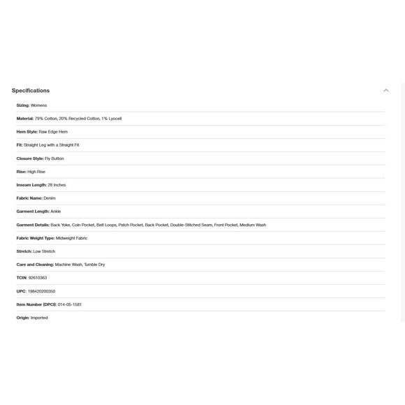 Universal Thread Women's Size 4 Medium Wash Highest Rise Straight Ankle Jeans - Picture 11 of 11